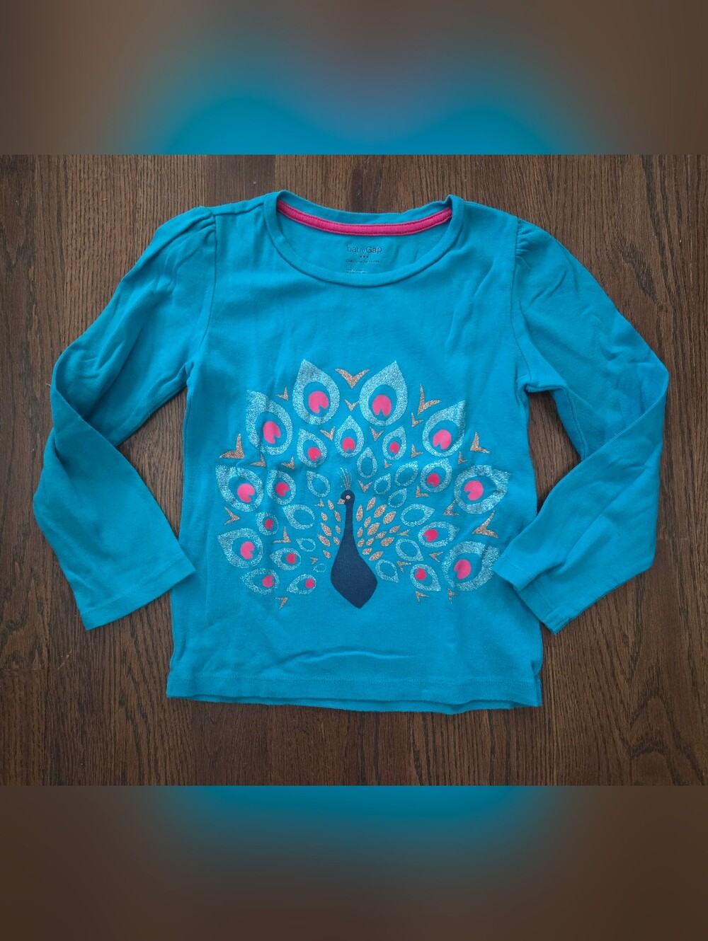 Baby Gap Girls 5T Blue Peacock Long-Sleeve Tee
